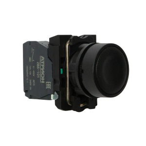 Кнопка LA37-B5A10KP, 1NO, 3A(240VAC), черная, фронт IP66 фото