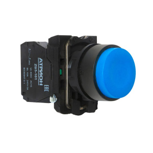 Кнопка выступающая LA37-B5L10BP, 1NO, 3A(240VAC), синяя, фронт IP66 фото