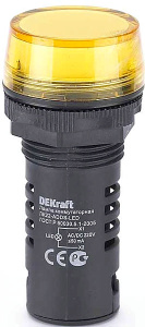 Лампа комм. ADDS 22 мм LED жёл. 220В AC/DC ЛK-22 DEKraft фото