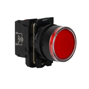 Кнопка LA37-B5W301RBDP, 1NC, 3A(240VAC), красная, LED подсветка 24VAC/DC, фронт IP66 фото