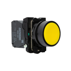 Кнопка LA37-B5A10YP, 1NO, 3A(240VAC), желтая, фронт IP66 фото