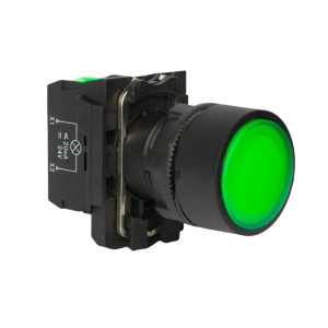 Кнопка LA37-B5H310GBDP, с фиксацией, 1NO, 3A(240VAC), зеленая, LED подсветка 24VAC/DC, фронт IP66 фото