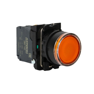 Кнопка LA37-B5W311YBDP, 1NO+1NC, 3A(240VAC), желтая, LED подсветка 24VAC/DC, фронт IP66 фото