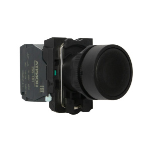 Кнопка LA37-B5H10KP, с фиксацией, 1NO, 3A(240VAC), черная, фронт IP66 фото