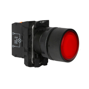Кнопка LA37-B5H301RBDP, с фиксацией, 1NC, 3A(240VAC), красная, LED подсветка 24VAC/DC, фронт IP66 фото