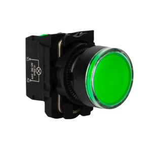 Кнопка LA37-B5W310GBDP, 1NO, 3A(240VAC), зеленая, LED подсветка 24VAC/DC, фронт IP66 фото