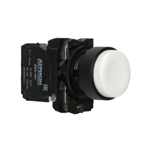 Кнопка выступающая LA37-B5L10WP, 1NO, 3A(240VAC), белая, фронт IP66 фото