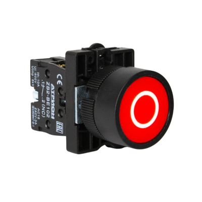 Кнопка XB2-ЕA4322, 1NC, 3A(240VAC), красная "O", фронт IP40 фото