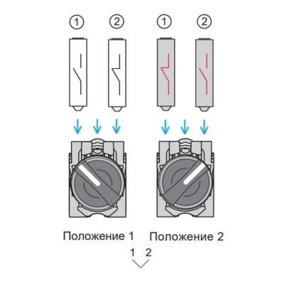 Переключатель LA37-B5D211P, тип 1-2, 1NO+1NC, 3A(240VAC), черная рукоятка, фронт IP66 фото