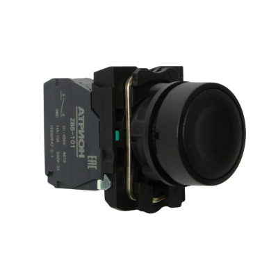 Кнопка LA37-B5A10KP, 1NO, 3A(240VAC), черная, фронт IP66 фото